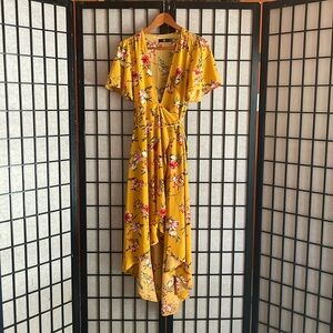 Yellow floral Maxi wrap dress